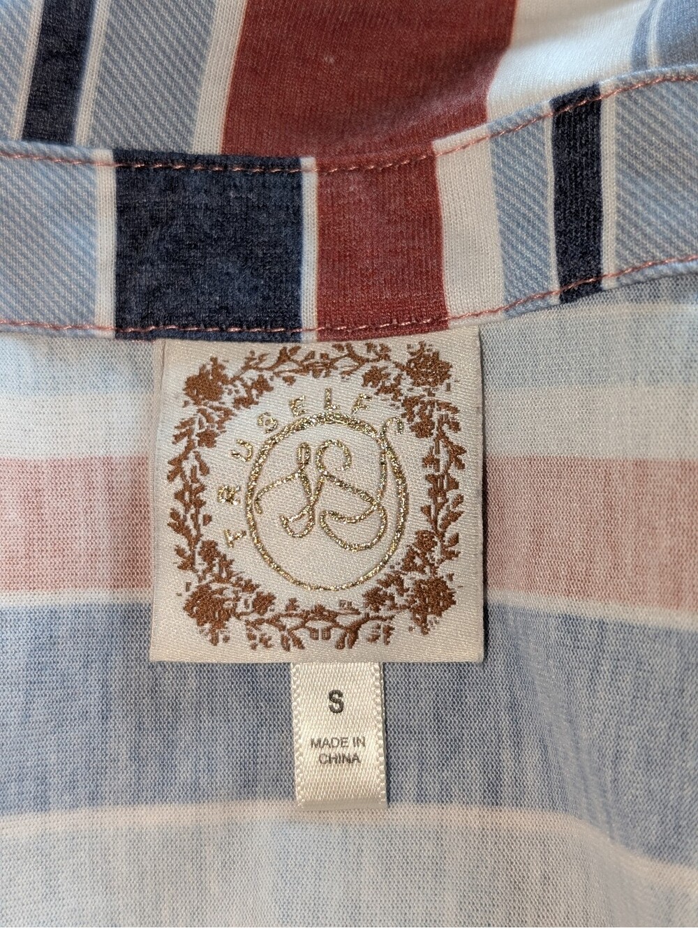 True Self Tie Hem Red White Blue Button Down Shirt - Picture 6 of 8